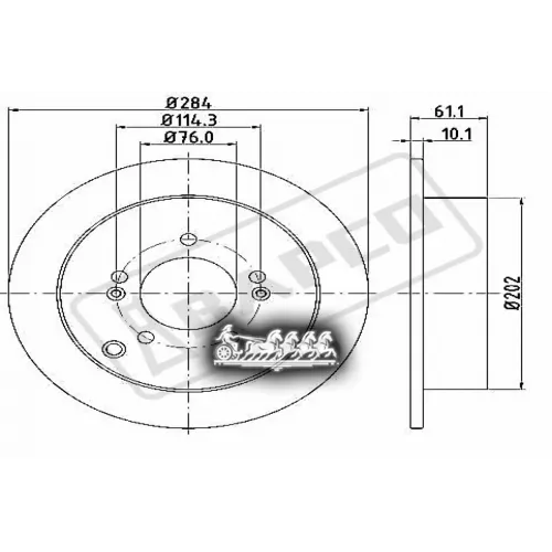 Диск Тормозной Hyundai Ix35/Santa Fe 01- Задн. BAPCO 