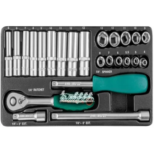 Набор Торцевых Головок Стандартных И Глубоких 1/4Dr 4-13 Мм, 25 Предметов Jonnesway 