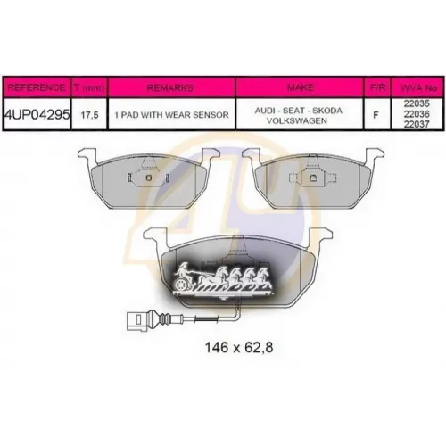 Колодки Тормозные Xtra Skoda Octavia/ Vw Golf Vii 12 - Передние 4U 