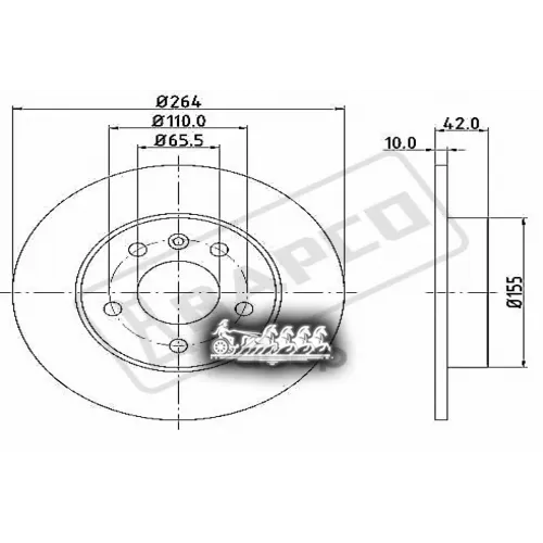 Диск Тормозной Opel Astra/Zafira 98- Задн. BAPCO 