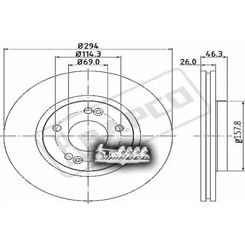 Диск Тормозной Hyundai Sante Fe/Trajet 2.4/2.7 00- Перед. BAPCO 
