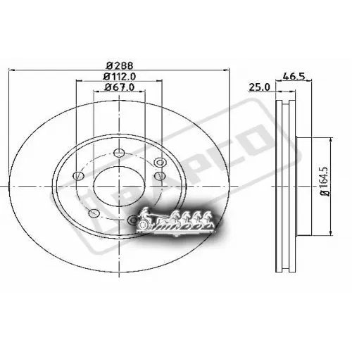 Диск Тормозной Mb W202/210 95- Перед. Вент. BAPCO 
