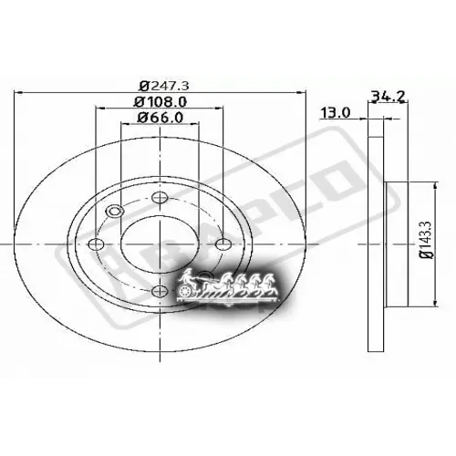 Диск Тормозной Peugeot 206/306 97- Перед. BAPCO 