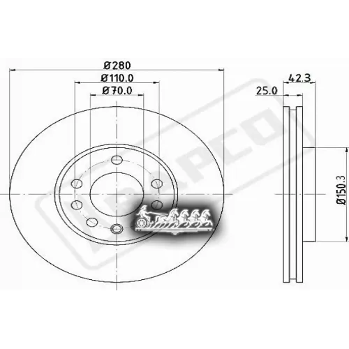 Диск Тормозной Opel Astra/Zafira 98- Перед. Вент. BAPCO 