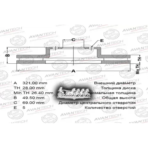 Диск Тормозной Hyundai/Kia Santa Fe 06- Перед. AVANTECH 