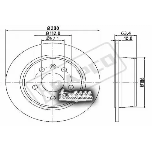 Диск Тормозной Mb Vito W638 108-114 2.0-2.3 Задний D 280Мм. BAPCO 