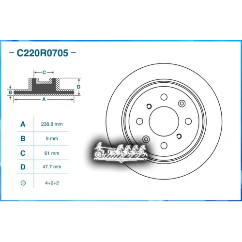 Диск Тормозной Honda Jazz Iii (Ge/ Gg/ Gp/ Za) / Fit 2008 - По Н.в. 1.2 (Gg1) 90 Л.с. Бензиновый Двигатель Задн. CWORKS ...