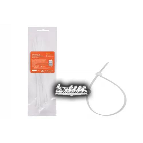 Стяжки (Хомуты) Кабельные 3,6*300 Мм, Пластиковые, Белые, 10 Шт. AIRLINE 
