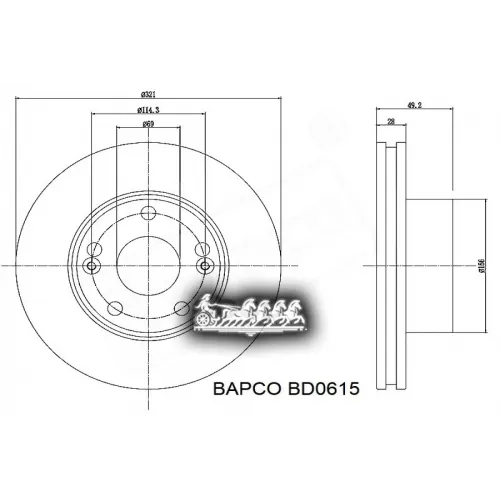 Диск Тормозной Hyundai Ix55/Santa Fe 06- Перед.вент. BAPCO 