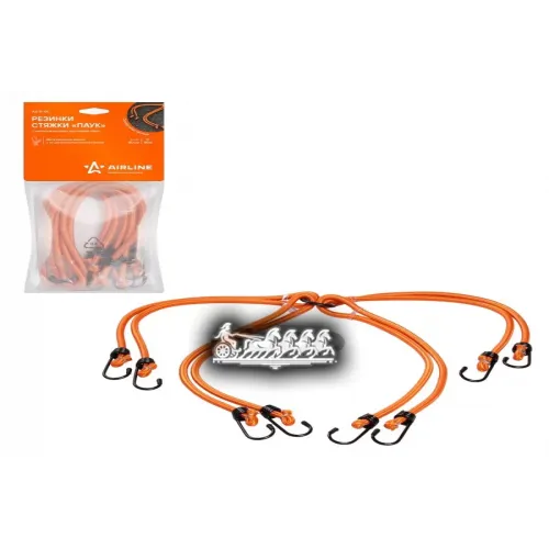 Резинки-Стяжки Набор Паук 4Шт.-80 См. D-8 Мм (Металлические Крючки) AIRLINE 