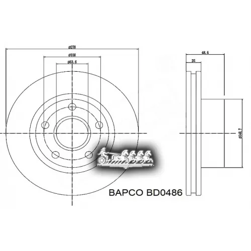 Диск Тормозной Ford Focus/C-Max 04- Перед. Вент. BAPCO 