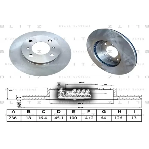 Диск Тормозной Mitsubishi Carisma/Colt/Lancer 92- Перед. (Мин. 2 Шт.) Blitz 