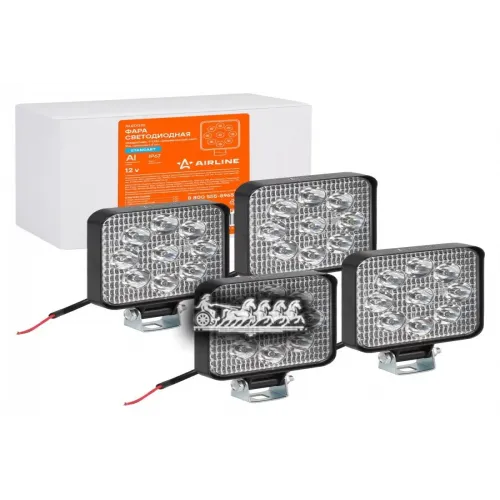 Фара Светодиодная Квадратная 9Led Направленный Свет 9Вт 83Х83х22мм 12В 4Шт. Standart AIRLINE 