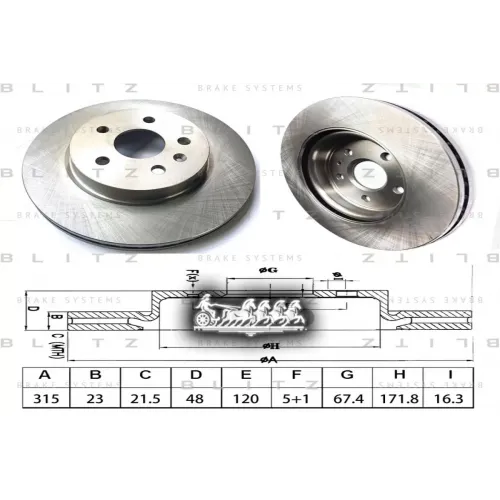Диск Тормозной Opel Insignia 08-/Saab 9-5 10- Задний Вент.d 315Мм. Blitz 
