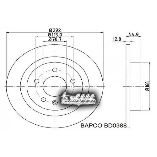 Диск Тормозной Chevrolet Cruze/Orlando 09- Задн. BAPCO 