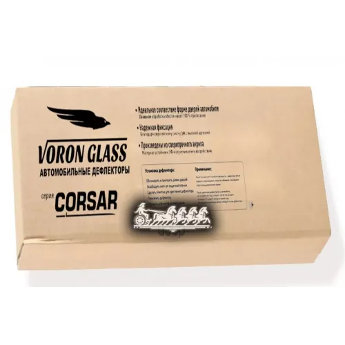 Дефлектор Серия Corsar Peugeot 208 Hb 3D 2012-Н.в./Хетчбек/Накладные/Скотч /К-Т 2 Шт./ Voron Glass 