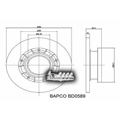 Диск Тормозной Ford Transit Custom 12- D=288Mm Задн. BAPCO 