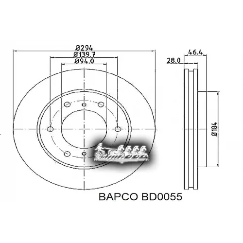 Диск Тормозной Mitsubishi L200 05- Передний Вент.d=293Мм. BAPCO 