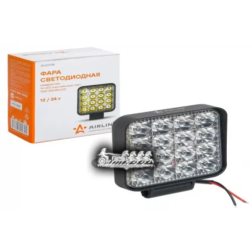 Фара Светодиодная Квадратная. 16 Led Рассеяный Свет. 16W (83Х83х22) 12/24V AIRLINE 