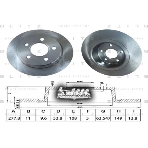 Диск Тормозной Ford Tourneo Connect/ Transit Connect 02- Blitz 