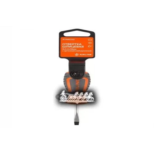 Отвертка Шлицевая Sl5.0x38 С Эргономичной Рукояткой Магнитная Пласт.подвес AIRLINE 