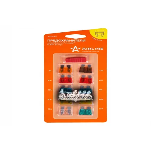 Предохранители Стандарт В Блистере  С Экстрактором (10 Шт. 5-30А) AIRLINE 