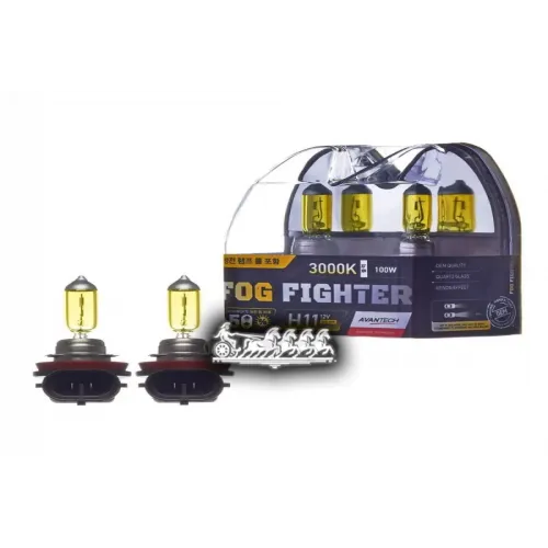 Лампа H11 12V 55W (100W) 3000K (Ярко-Желтый Свет) (Компл. 2 Шт.) AVANTECH 