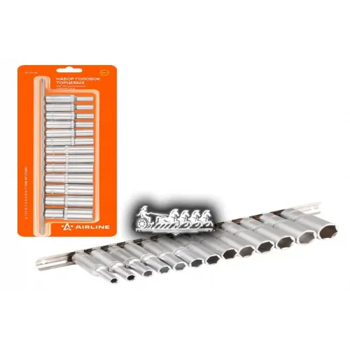 Набор Головок Торцевых 3/8 Dr Шестигранных Глубоких 13Пр. (6.7.8.9.10.11.12.13.14.15.16.17.19Мм) AIRLINE 