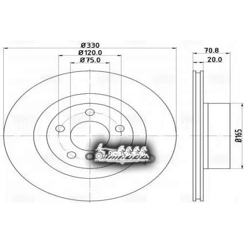 Диск Торм. Для А/М Bmw X3 (F25) (10-)/X4 (F26) (11-) Зад. D=330 (Df 263918) Trialli 