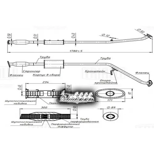 Резонатор Hyundai Creta 1.6I Доп.(Алюм. Сталь) 16- Trialli EAM 0355