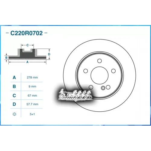 Диск Тормозной Mercedes-Benz C-Class (W204) 01/2007 - По Н.в. Задн. CWORKS 