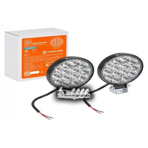 Фара Светодиодная Круглая 14Led, Направленный Свет, 14Вт, 83Х83х22мм, 12В, 2Шт. Standart AIRLINE 