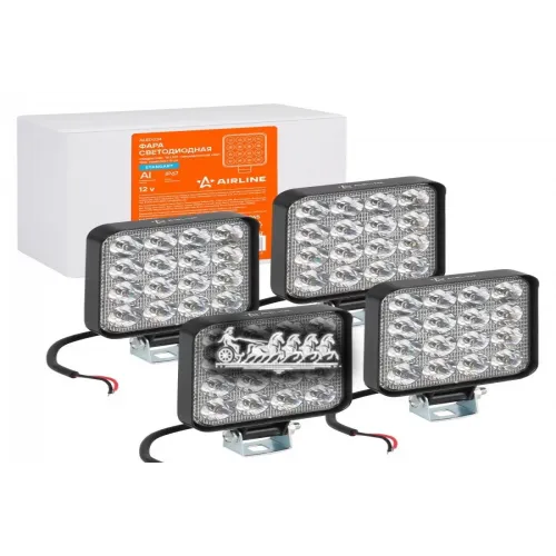Фара Светодиодная Квадратная 16Led, Направленный Свет, 16Вт, 83Х83х22мм, 12В, 4Шт. Standart AIRLINE 