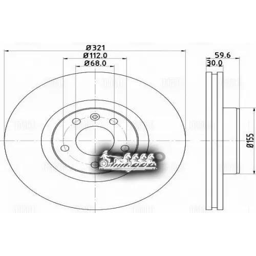 Диск Тормозной Audi A6/Allroad 2.7-3.2 01-/A8 2.8-6.0 03-10 Передний D 321Мм. Trialli DF 180139