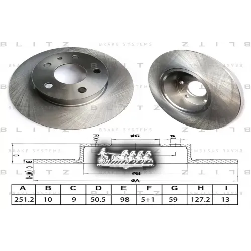 Диск Тормозной Fiat Croma/Multipla/Stilo 86- Задн. (Мин. 2 Шт.) Blitz 