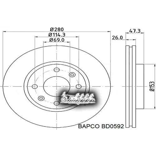 Диск Тормозной Hyundai/Kia Elantra Iii/Avante/Sonata Iv (Ef)/Magentis/Optima 01- D=280Mm Перед.вент. BAPCO 