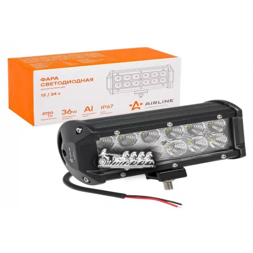Фара Светодиодная (Балка) Двухрядная, 12Led Рассеяный Свет, 36W (165Х78х65) 12/24V AIRLINE 