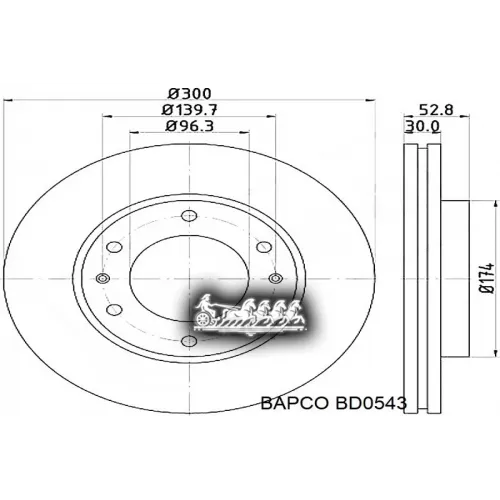 Диск Тормозной Hyundai H-1 08- Перед. BAPCO 