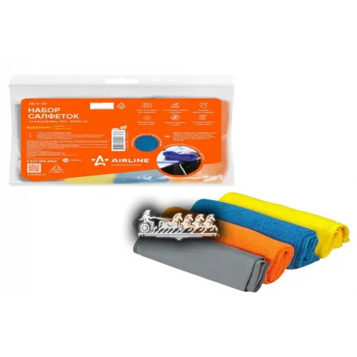 Набор Салфеток Рулончики Из Микрофибры (4Шт.. 20*20 См) (Ab-V-02) AIRLINE 