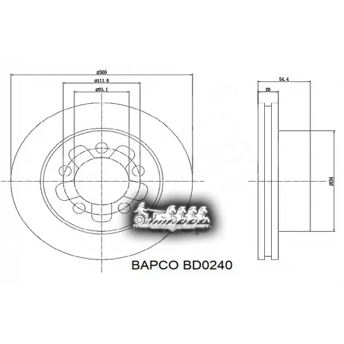 Диск Тормозной Ford Transit 06- Передний M10x1.5 Вент.d 300Мм. BAPCO 