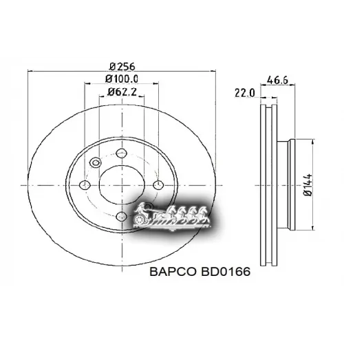 Диск Тормозной Hyundai Accent 05-/I20 08-/Kia Rio Ii 05- Передний Вент. BAPCO 