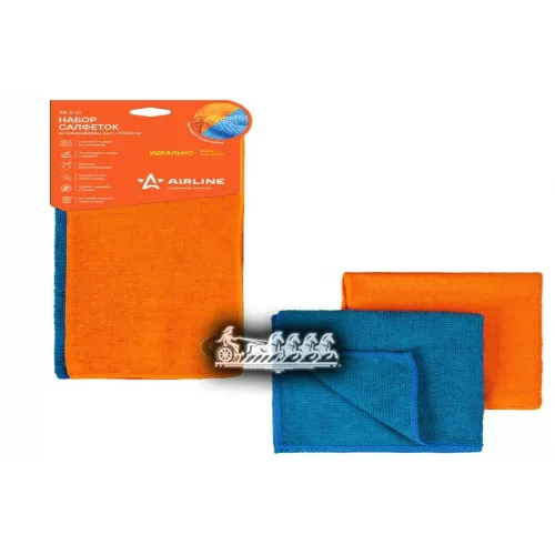 Набор Салфеток Из Микрофибры. Синяя И Оранжевая (2 Шт.. 30*30 См) AIRLINE 