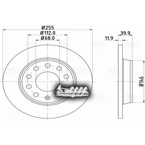 Диск Тормозной Audi A4 (00-)/(04-) Задн. D=255 Trialli 