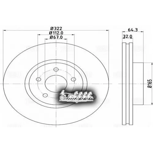 Диск Тормозной Mb W204/W212 09- Перед. D=322 Trialli 
