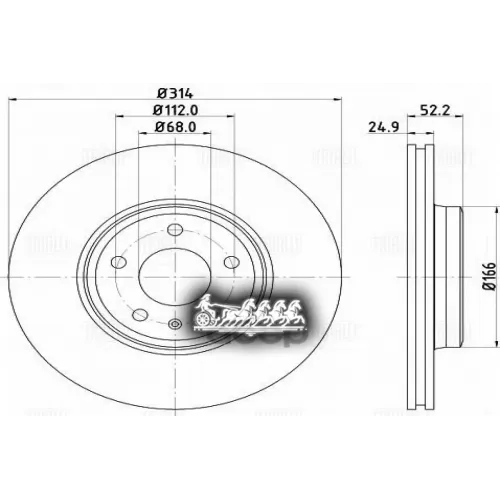 Диск Торм. Для А/М Audi A4 (07-)/A5 (07-) Перед. D=314 (Df 180138) Trialli 