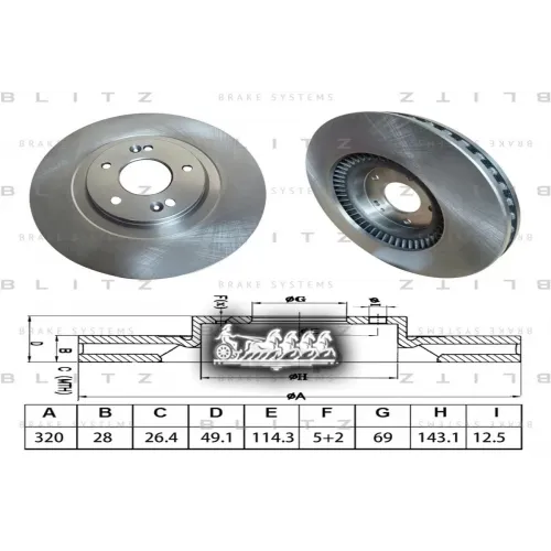 Диск Тормозной Hyundai Santa Fe 12-, Kia Sorento 13- Blitz 