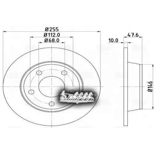 Диск Торм. Для А/М Audi A6 (97-)/Allroad (00-) Зад. D=255 (Df 185108) Trialli 