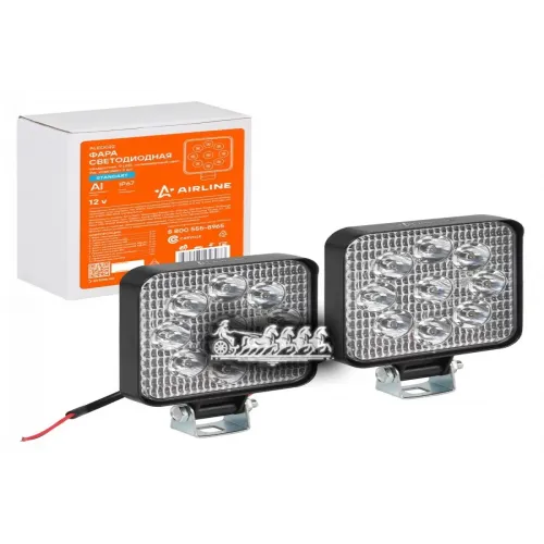 Фара Светодиодная Квадратная 9Led Направленный Свет 9Вт 83Х83х22мм 12В 2Шт. Standart AIRLINE 