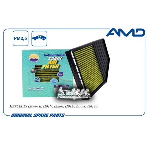 Фильтр Салонный Mercedes (Actros Ii) (2011-) (Antos) (2012-) (Arocs) (2013-) (Антибактериальный Угольный) AMD 