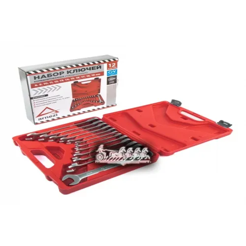 Набор Ключей Комбинированных 12Пр. Трещоточные В Пластиковом Боксе ARNEZI 